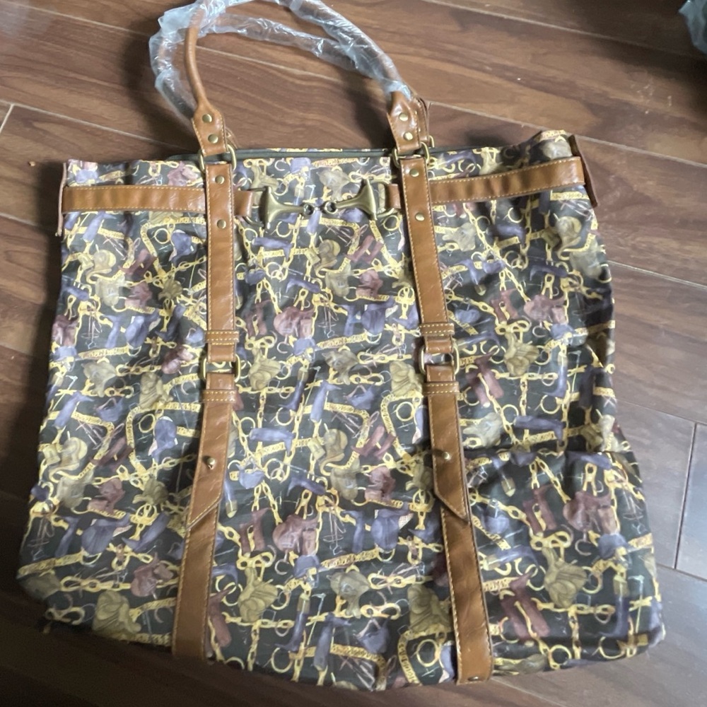 Designer Sydney Love EQUESTRIAN THEME Fabric Horse Tote new 21x17
